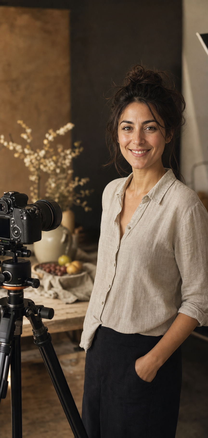 Federica Bruno, fotografa e fondatrice, ritratta nel suo studio still life a Foggia